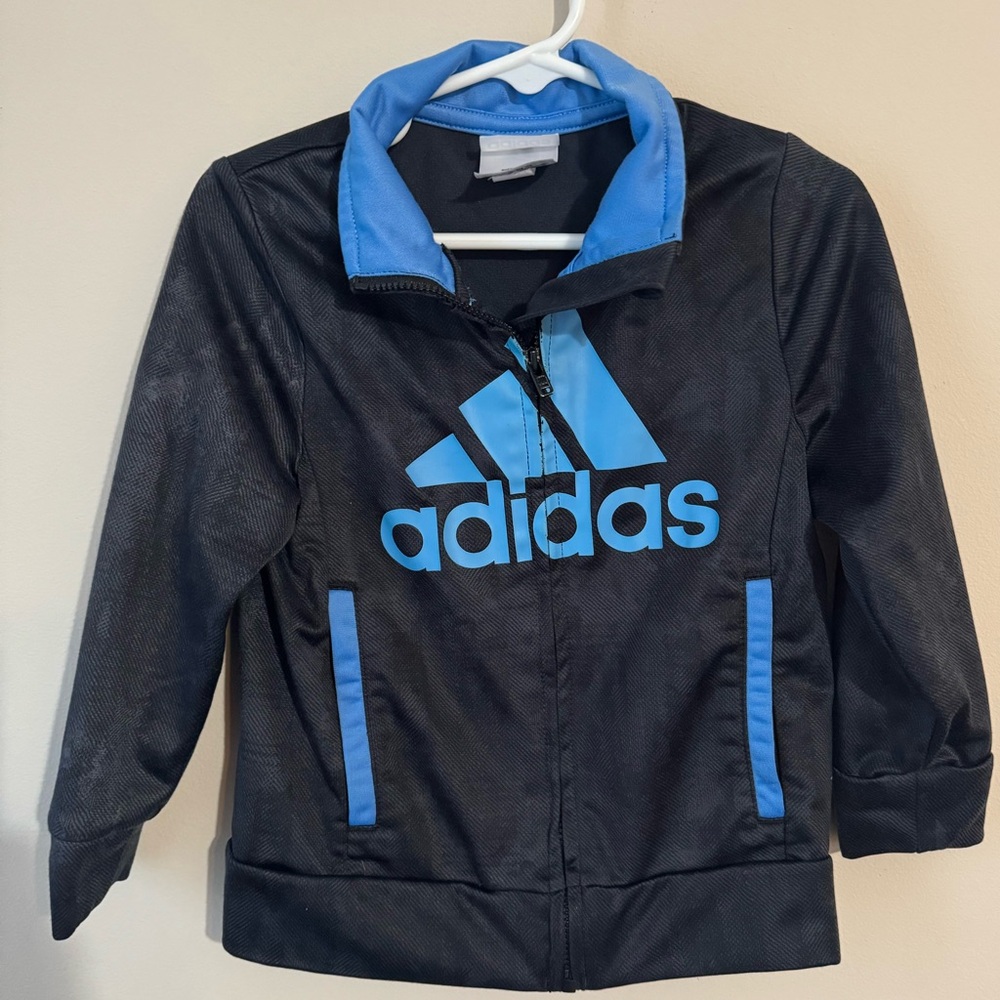 Adidas Boys 3T Zip-up Black/Blue Active Track Jacket